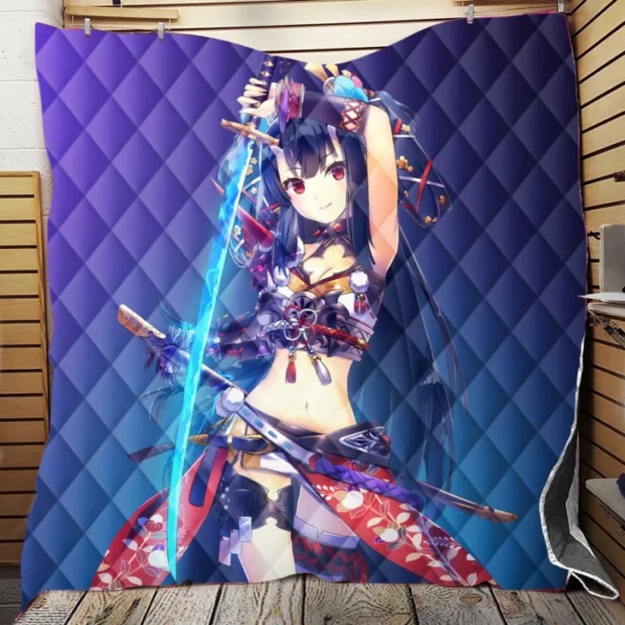 Warrior Girl Katana Anime Quilt Blanket