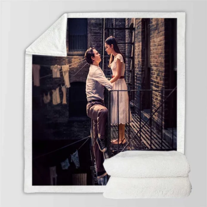 West Side Story Movie Ansel Elgort Rachel Zegler Sherpa Fleece Blanket