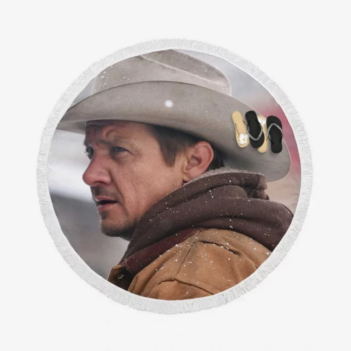 Wind River Movie Jeremy Renner Round Beach Towel