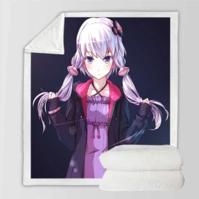 Yuzuki Yukari Vovaloid Anime Girl Sherpa Fleece Blanket