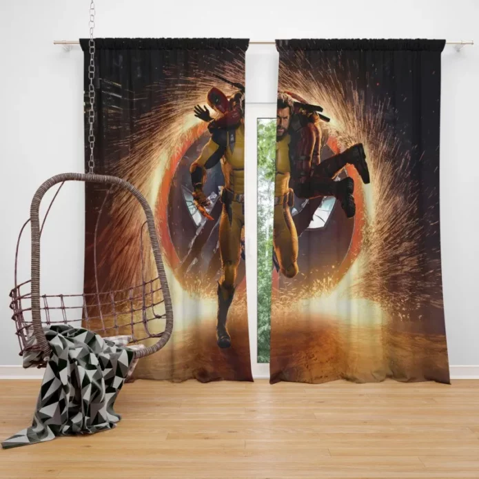 Deadpool and Wolverine Mercenary Duo Window Curtain