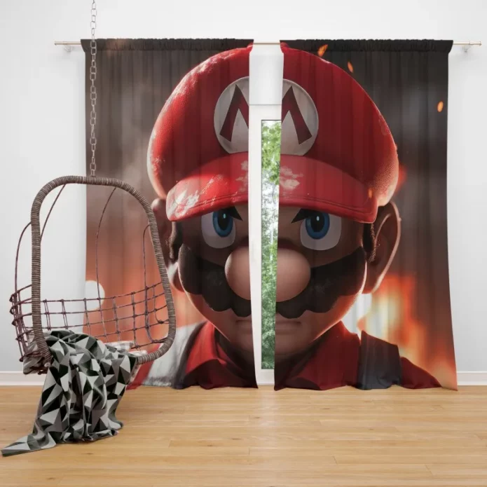 Super Mario Characters Mushroom Kingdom Quest Window Curtain