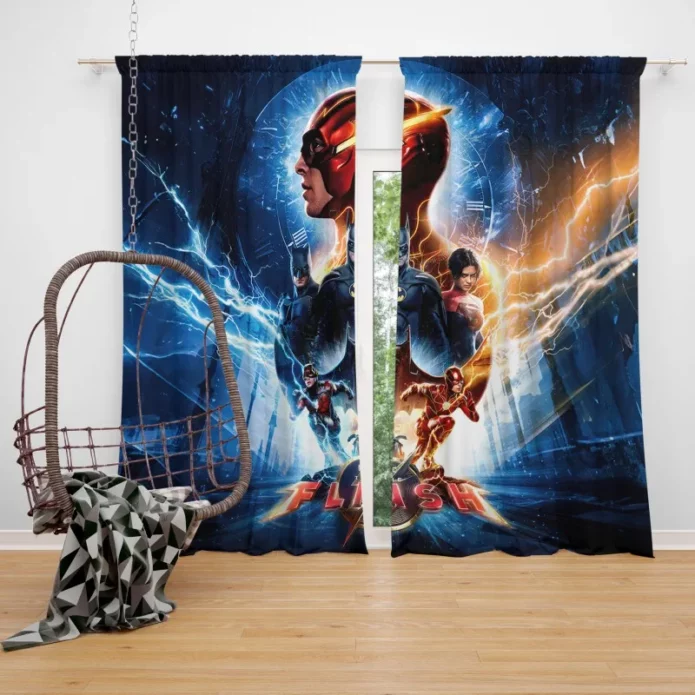 The Flash Poster Speeding into Action Window Curtain