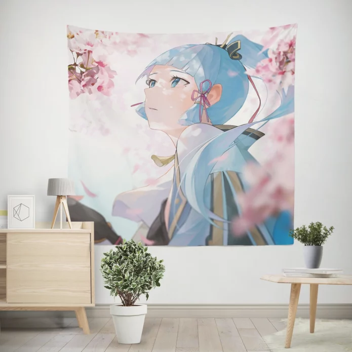 Anime Kamisato Ayaka Genshin Frost Priestess Wall Tapestry