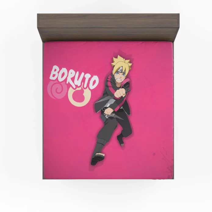 Boruto Uzumaki Movie Magic with Naruto and Boruto Anime Fitted Sheet