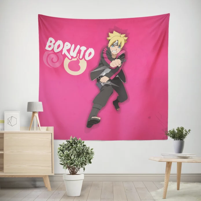 Boruto Uzumaki Movie Magic with Naruto and Boruto Anime Wall Tapestry