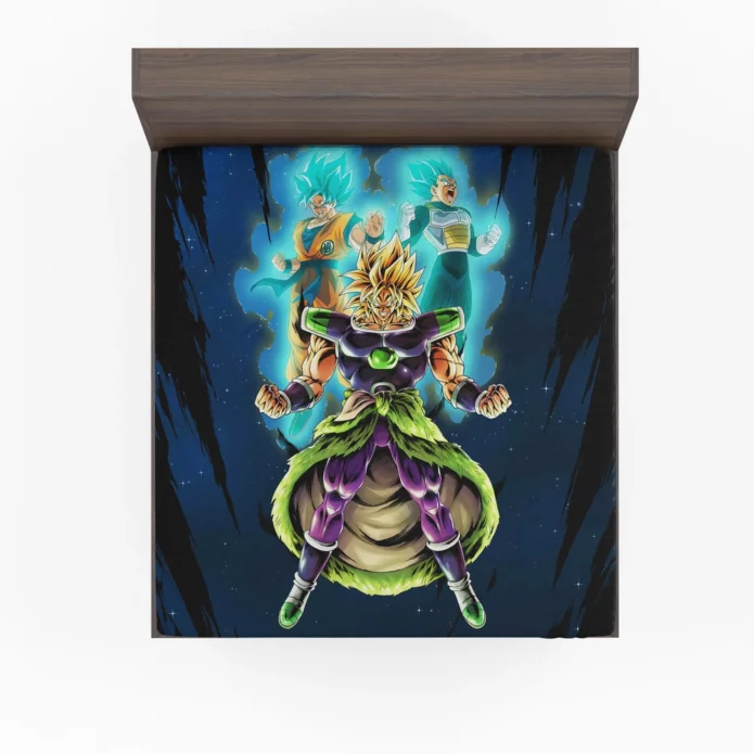 Broly vs Goku and Vegeta Clash Anime Fitted Sheet