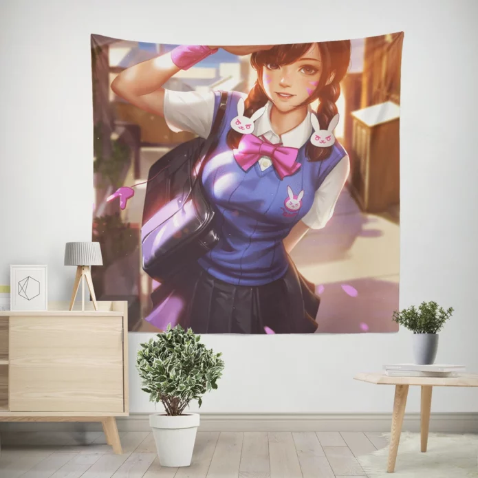 DVa Overwatch Energetic Prodigy Anime Wall Tapestry
