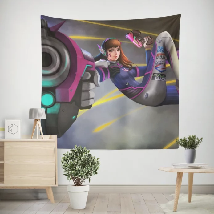 DVa Victory in Overwatch Arena Anime Wall Tapestry