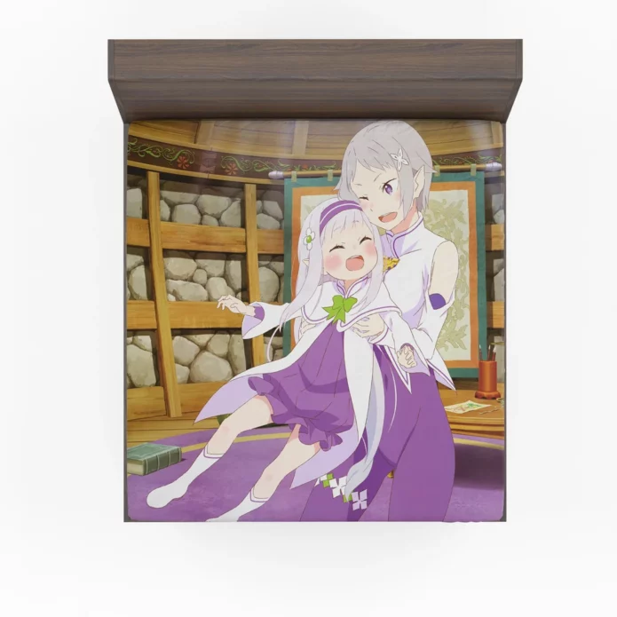 Emilia Re ZERO Courageous Embrace Anime Fitted Sheet