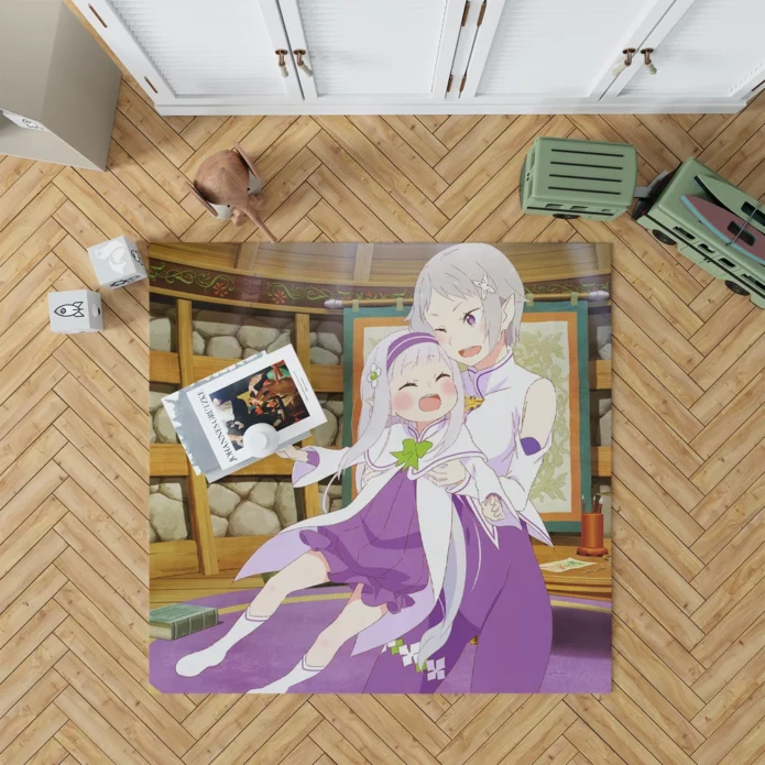 Emilia Re Zero Courageous Embrace Anime Rug
