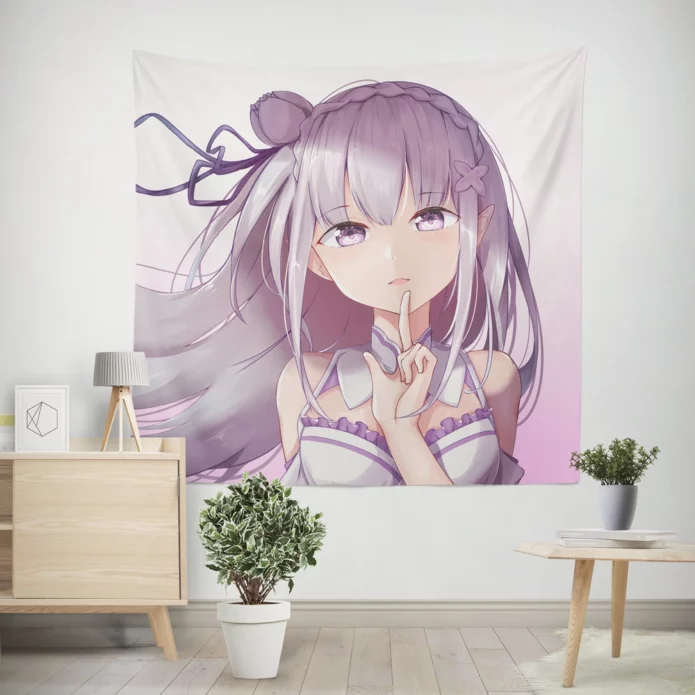 Emilia Re ZERO Determined Spirit Anime Wall Tapestry