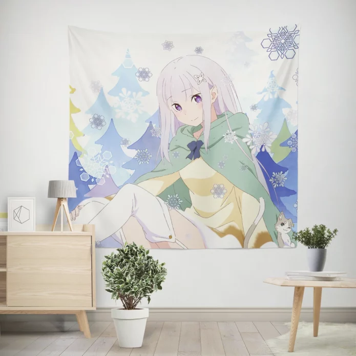 Emilia Re ZERO Magical Companionship Anime Wall Tapestry