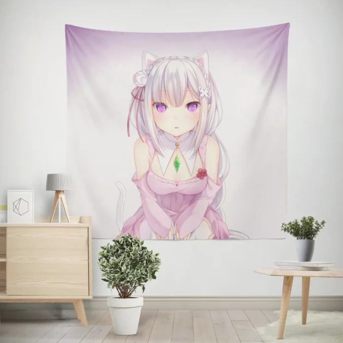 Emilia Re ZERO Realm of Fantasy Anime Wall Tapestry