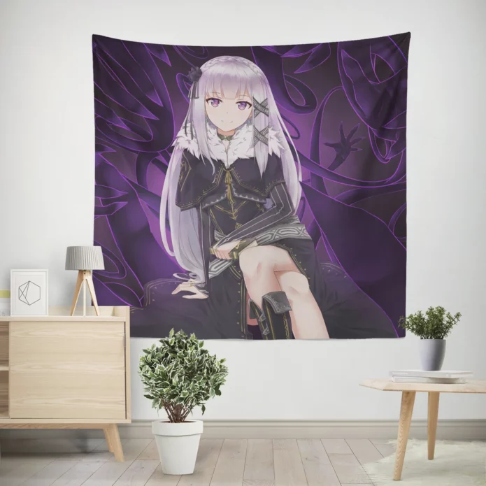 Emilia Saga Re ZERO Enigmatic Heroine Anime Wall Tapestry