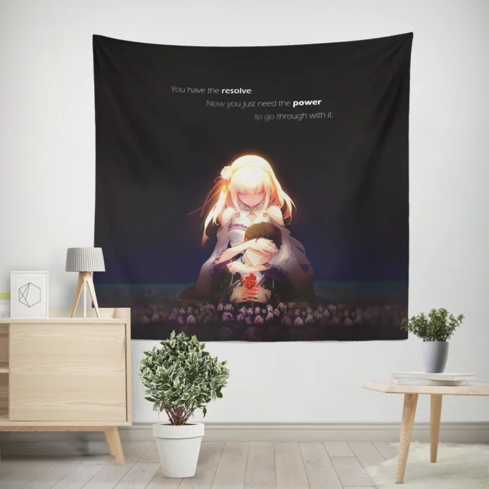 Emilia and Subaru Re ZERO Journey Anime Wall Tapestry