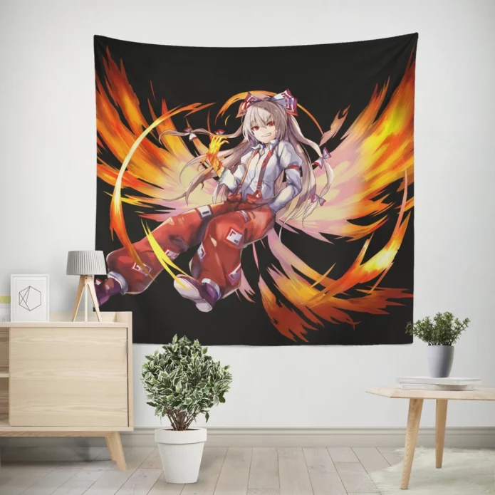 Fujiwara No Mokou Blaze In Touhou Anime Wall Tapestry