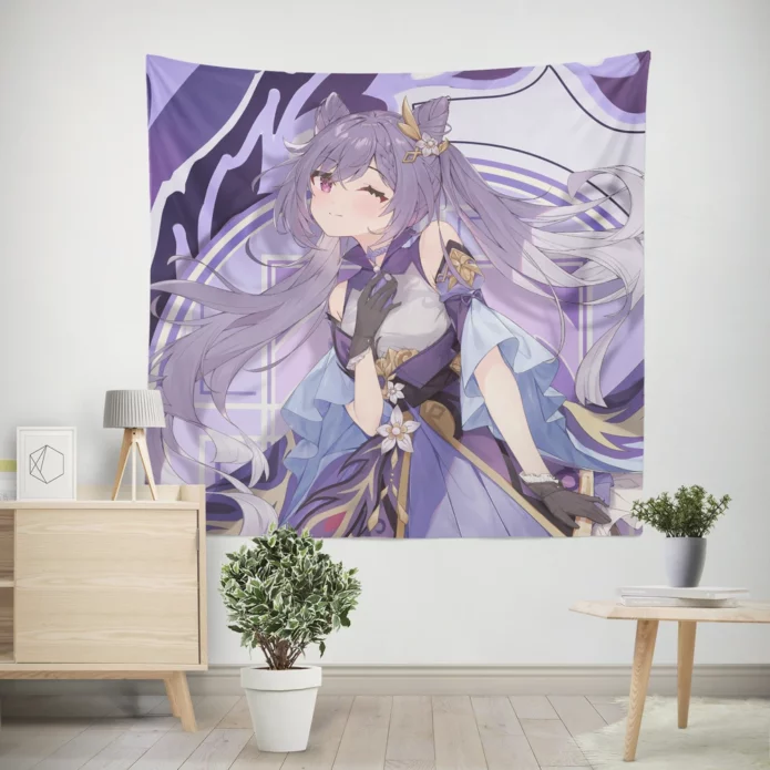 Genshin Impact Keqing Power Unleashed Anime Wall Tapestry