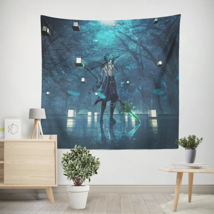 Genshin Impact Xiao Fierce Warrior Anime Wall Tapestry