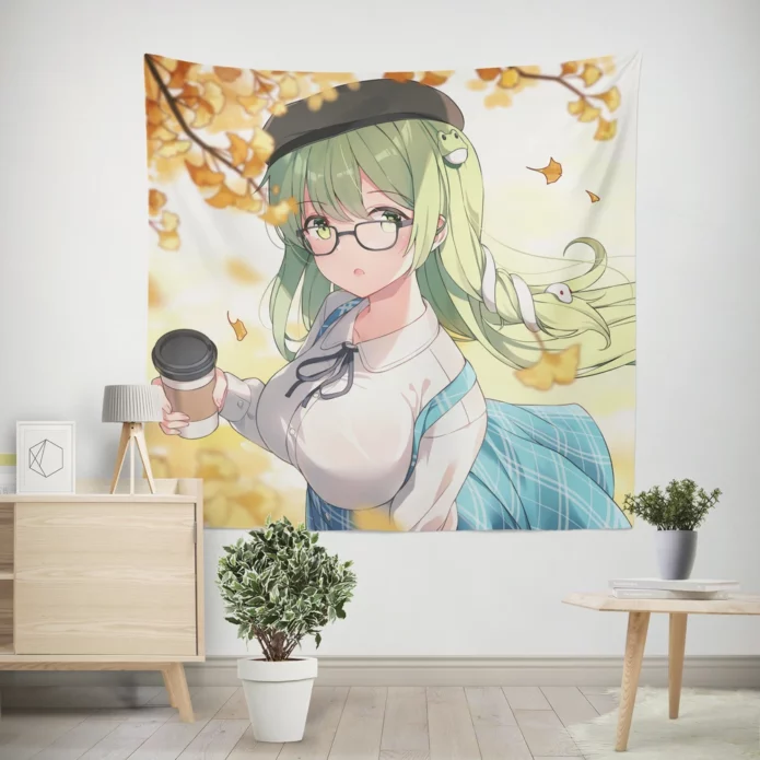 Green-Haired Sanae Touhou Charm Anime Wall Tapestry