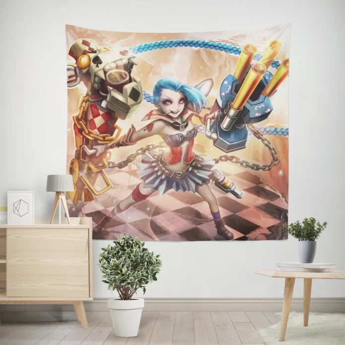 Harlequin Jinx In League Of Legends Anime Wall Tapestry