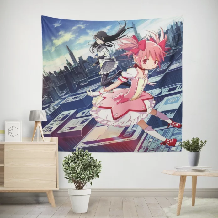 Homura and Madoka Magical Friendship Anime Wall Tapestry