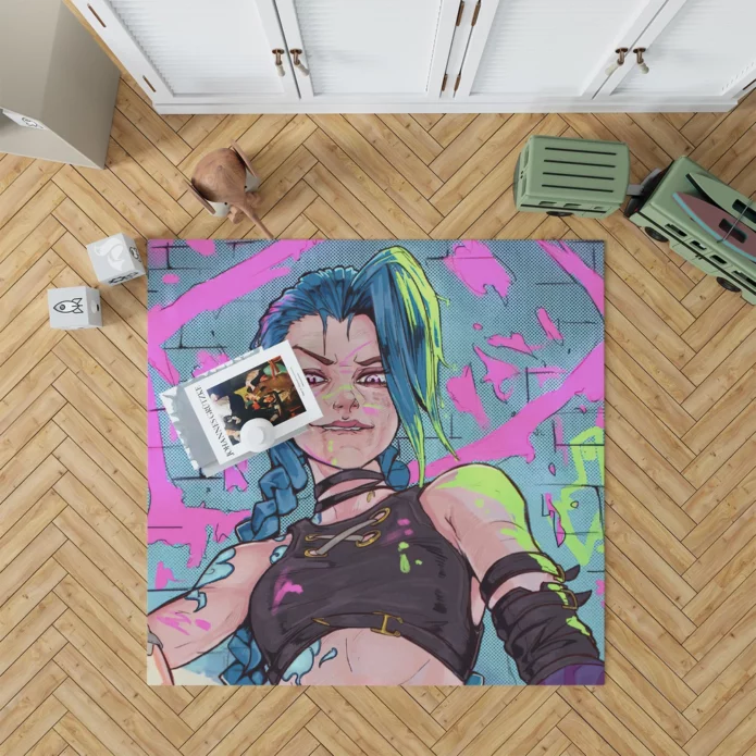 Jinx in Arcane League TV Show Anime Rug