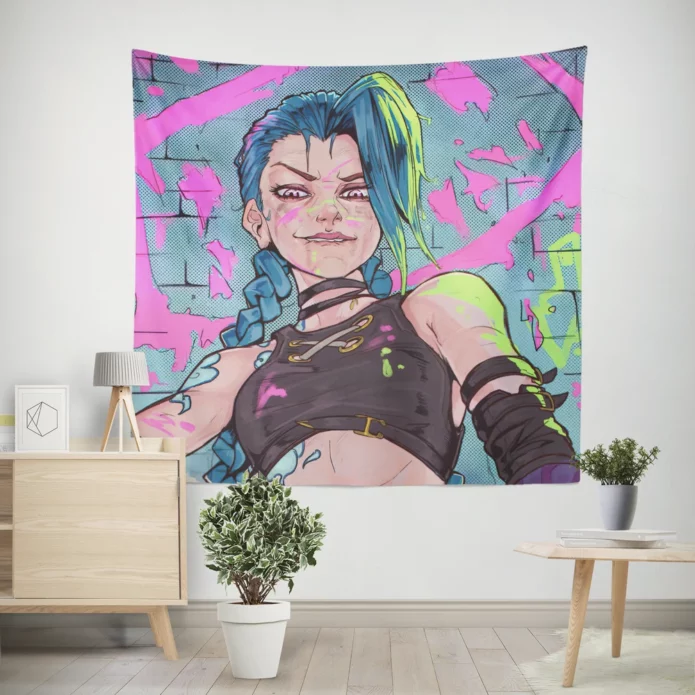 Jinx In Arcane League Tv Show Anime Wall Tapestry