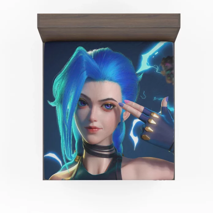 Jinx in League of Legends Video Game Legend Anime Fitted Sheet