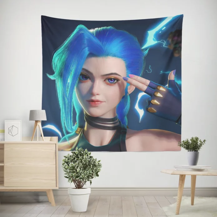 Jinx In League Of Legends Video Game Legend Anime Wall Tapestry