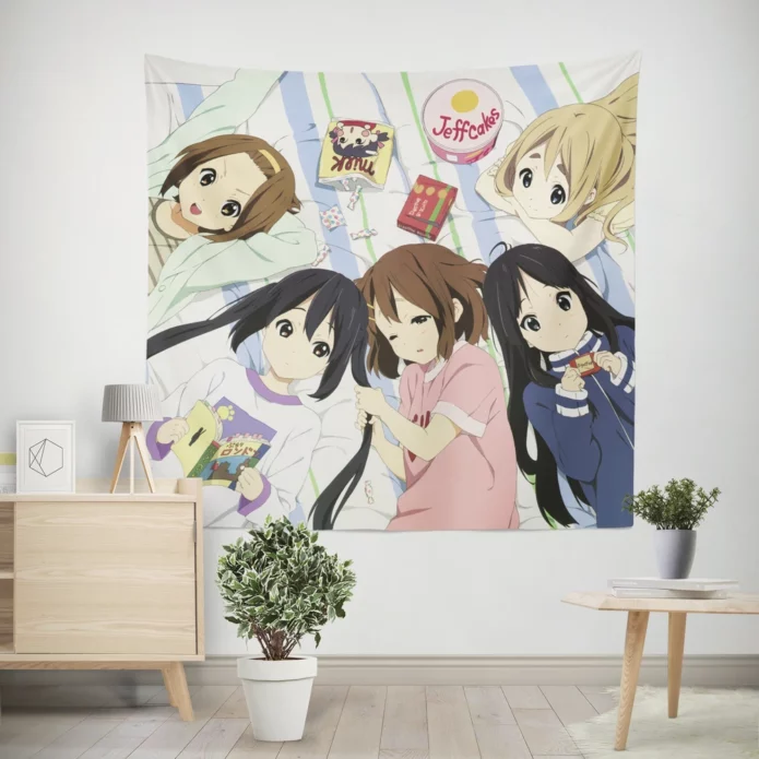 K-On Crew Musical Journey Yui and More Anime Wall Tapestry