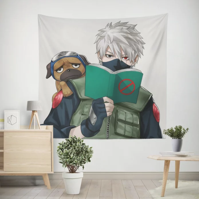 Kakashi and Pakkun Naruto Duo Anime Wall Tapestry