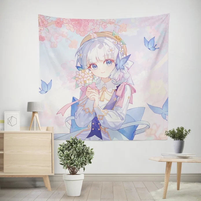 Kamisato Ayaka Genshin Elegant Warrior Anime Wall Tapestry