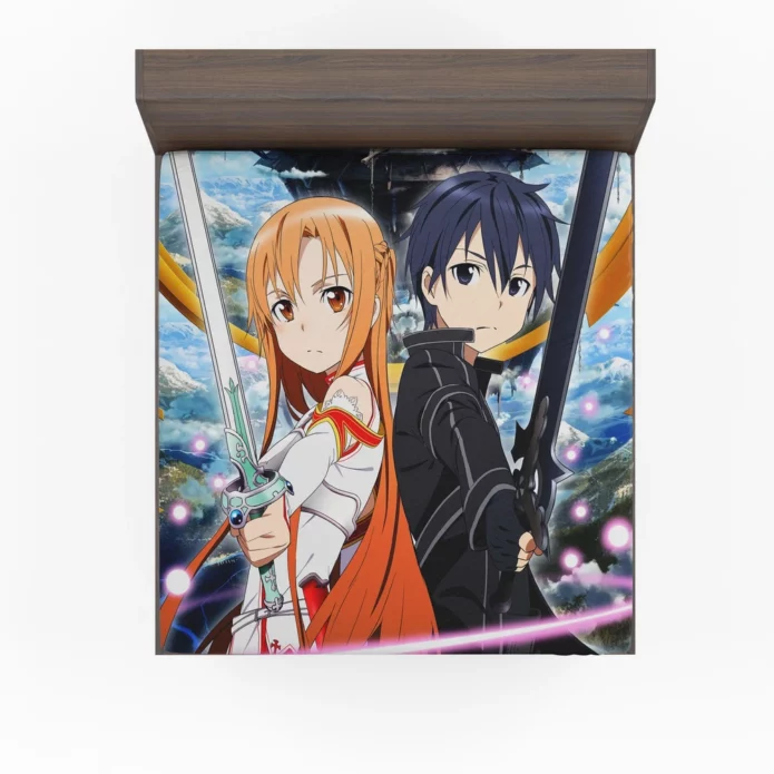 Kirito and Asuna SAO Fantasy Love Anime Fitted Sheet