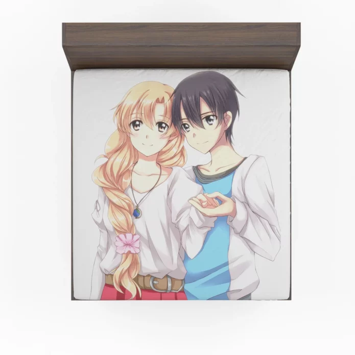 Kirito and Asuna Sword Art Online Anime Fitted Sheet