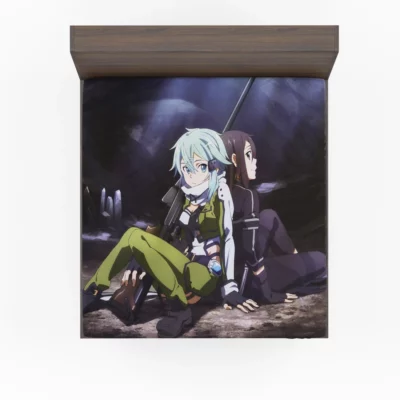 Kirito and Sinon Online Companions Anime Fitted Sheet