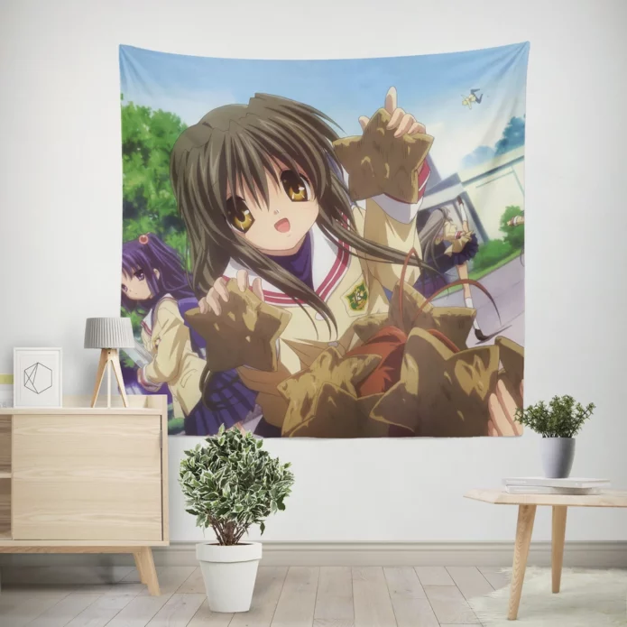Kyou Fujibayashi and Friends Clannad Tale Anime Wall Tapestry