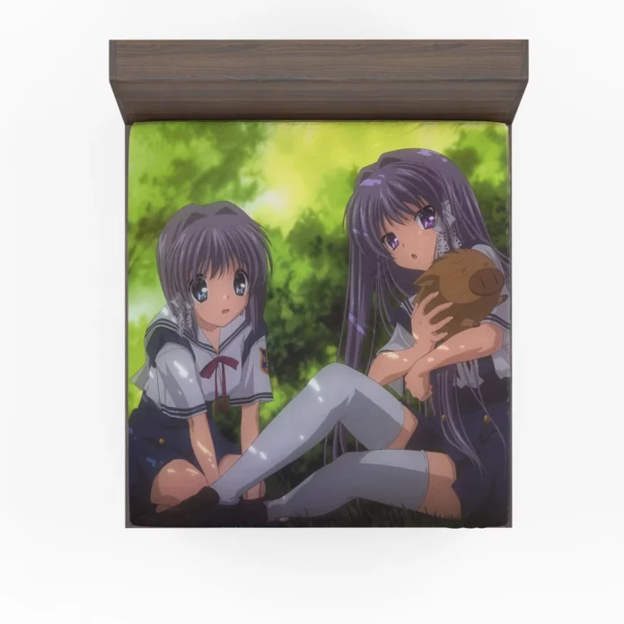 Kyou And Ryou Fujibayashi Clannad Twins Anime Fitted Sheet