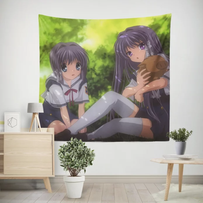 Kyou and Ryou Fujibayashi Clannad Twins Anime Wall Tapestry