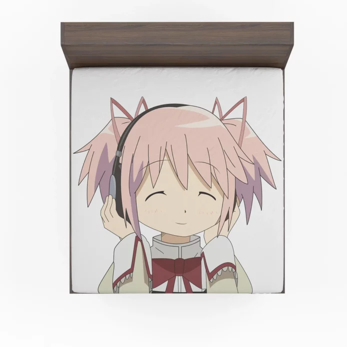 Madoka Kaname Puella Magi Heart Anime Fitted Sheet