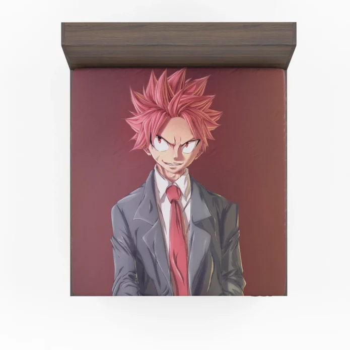 Natsu Dragneel Bonding Through Battles Anime Fitted Sheet