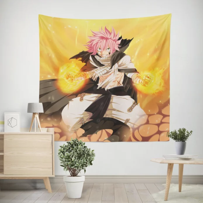 Natsu Dragneel Fire Magic in Fairy Tail Anime Wall Tapestry