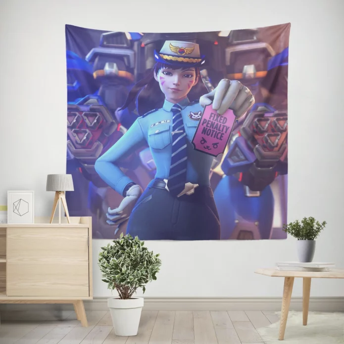 Officer DVa Overwatch Defender Anime Wall Tapestry