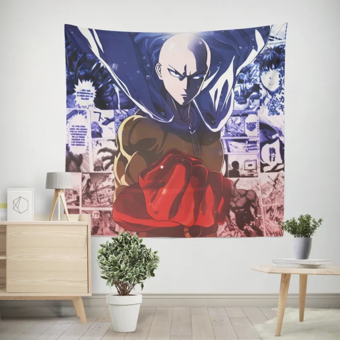 One-Punch Man Saitama Unbeatable Hero Anime Wall Tapestry