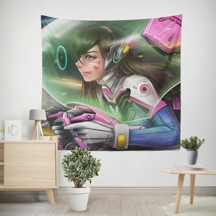 Overwatch Icon DVa the Mech Pilot Anime Wall Tapestry