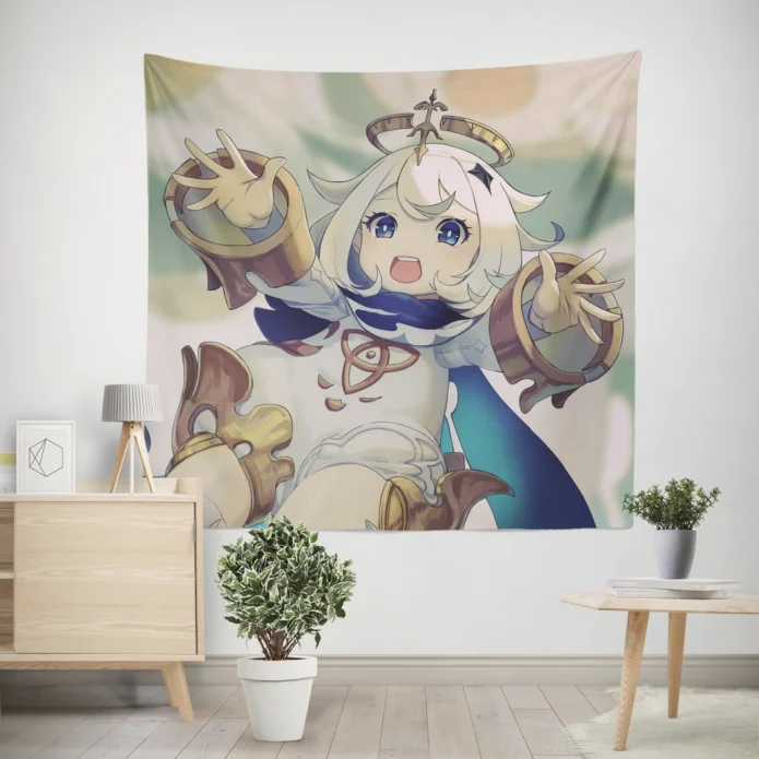 Paimon Navigating Genshin Impact Anime Wall Tapestry