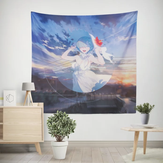 Re ZERO Reflections Rem Anime Odyssey Wall Tapestry