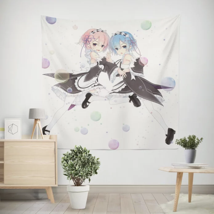 Re ZERO Twins Rem and Ram Anime Wall Tapestry