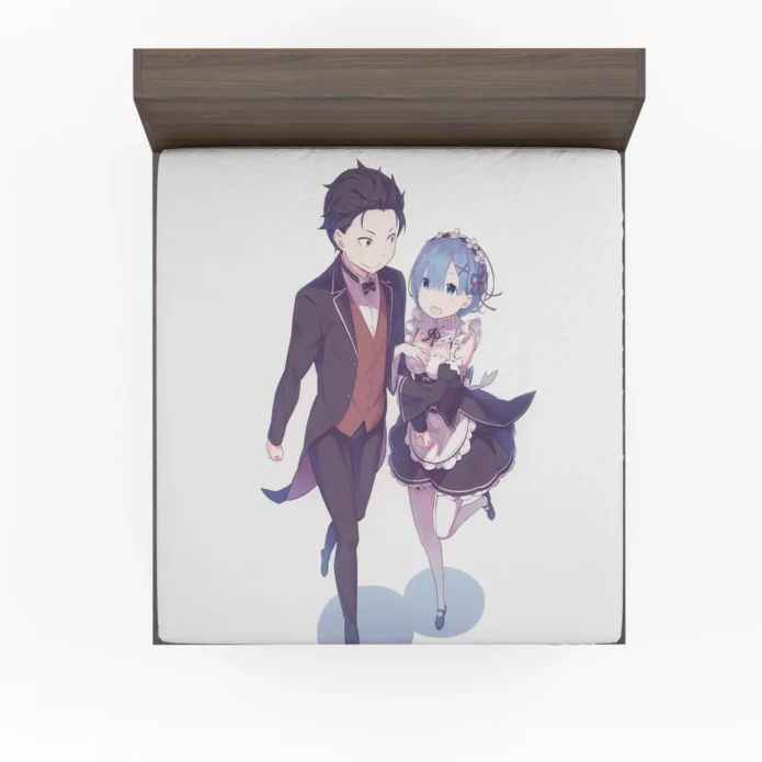 Rem And Subaru Re Zero Dynamic Duo Anime Fitted Sheet