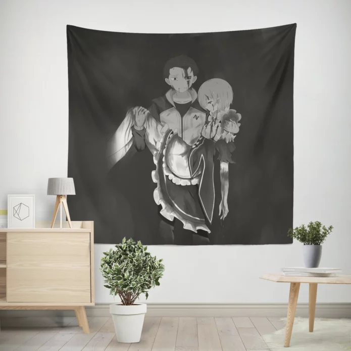 Rem and Subaru Re ZERO Unbreakable Bond Anime Wall Tapestry